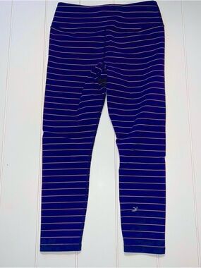 Glyder Purple Plum Leggings with Pink Pin Stripes S